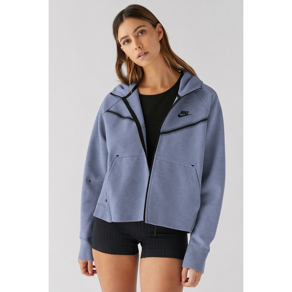 Nike Tech Fleece Zip Hoodie Gray Mauve M Full Zip Cropped Athleisure Y2K